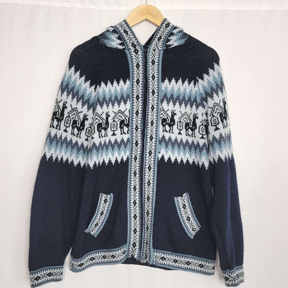 Blue Alpaca Zip Sweater #3008